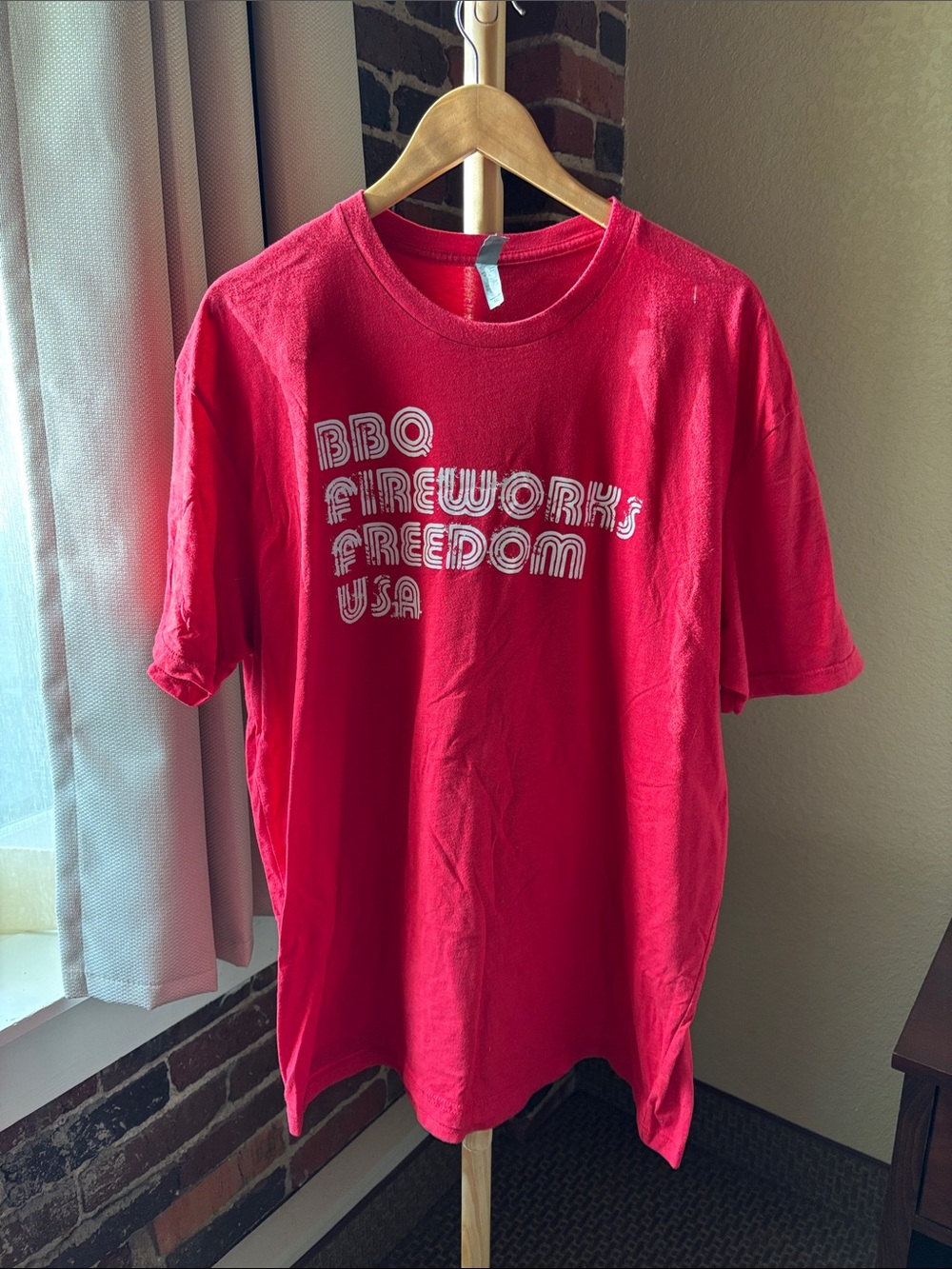 Next Level Apparel Red Graphic BBQ Fireworks Freedom Tee Size XXL